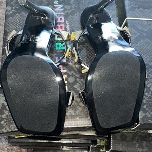 Faux Leather gold studded black heels! Never been worn!